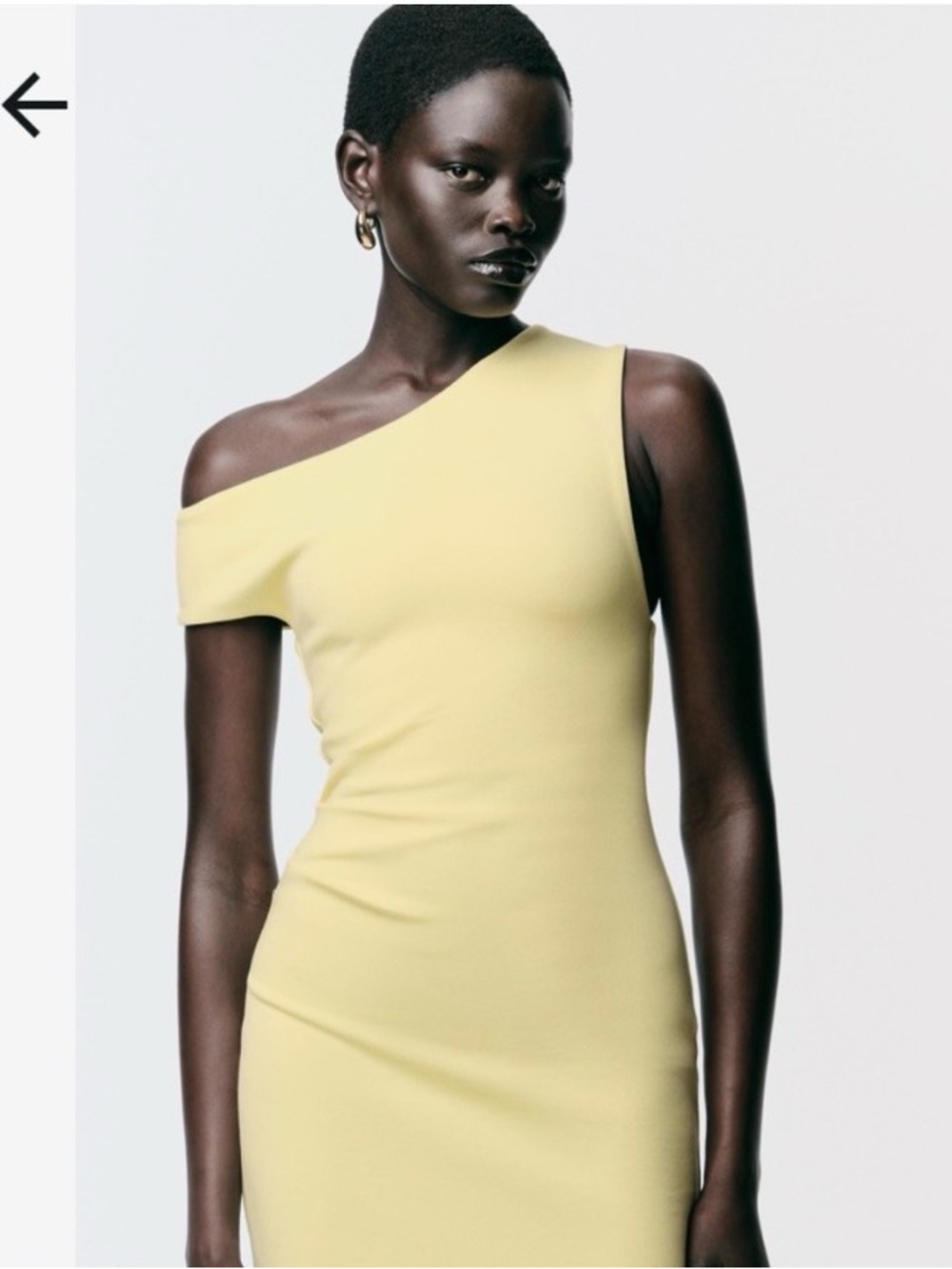 Zara NWT Wom M One-Shoulder Yellow stretch Bodycon Dress